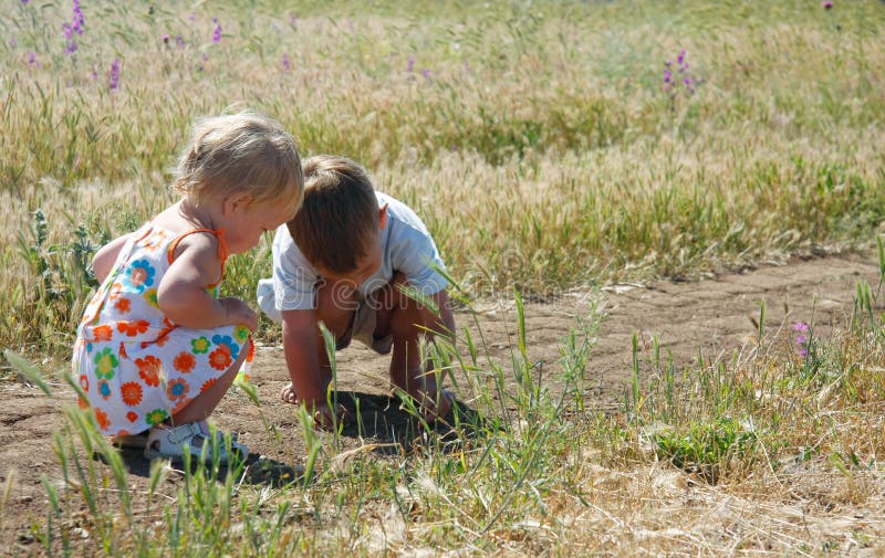 Kids playing in country side