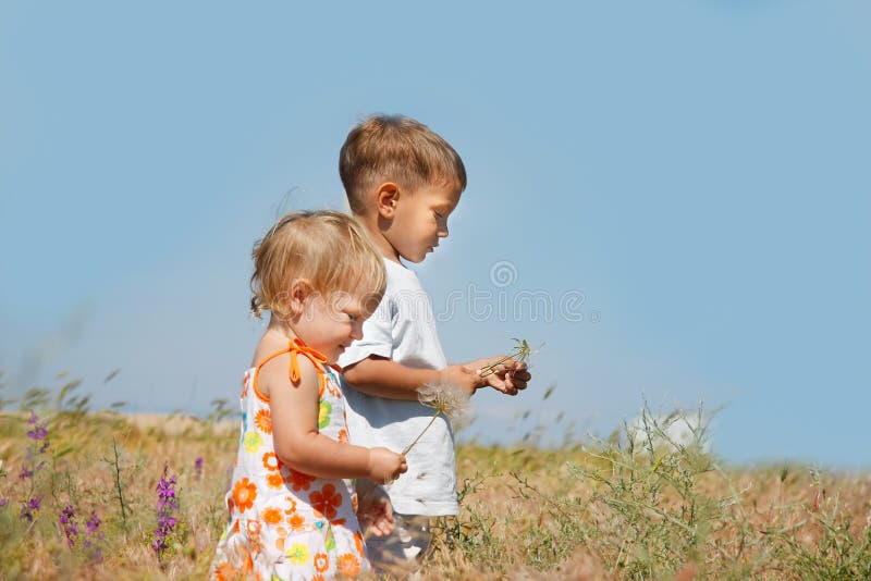 Kids playing in countryside