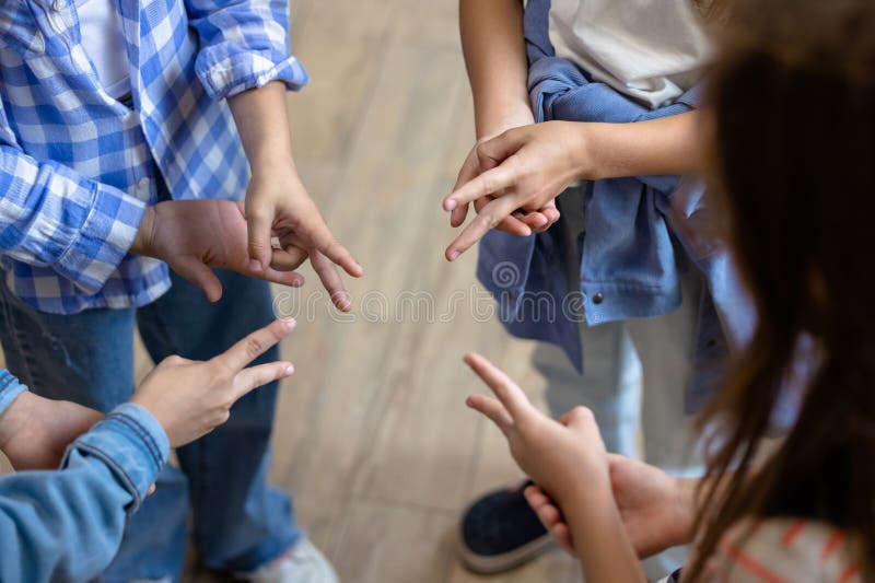Kids Playing Finger Game at Break at School Stock Photo Image of