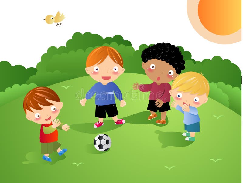 Kids Playing - Football stock vector. Illustration of cartoon - 8500674