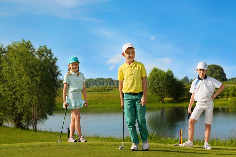 Kids playing golf