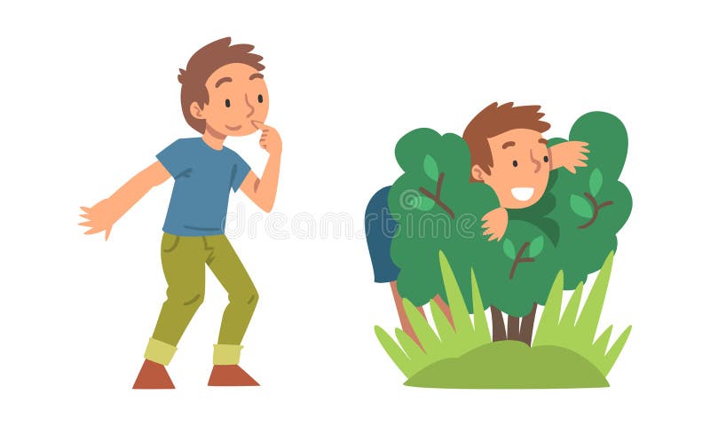 Children playing hide and seek illustration Stock Vector Image & Art - Alamy