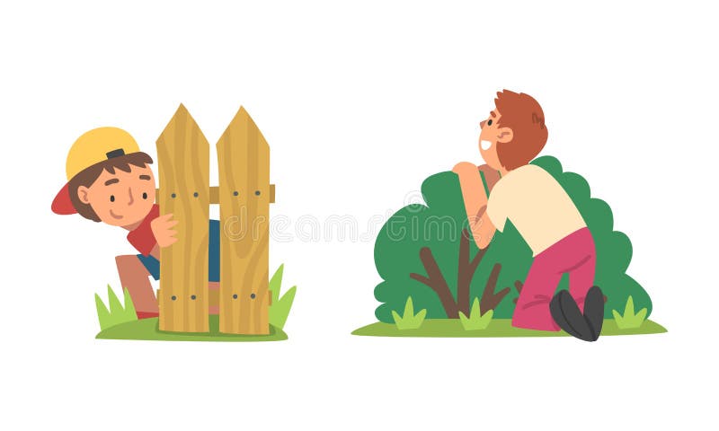 Kids Palying Blindfold Hide And Seek Stock Illustration - Download