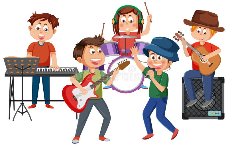 Kids Playing Musical Instruments Stock Vector - Illustration of ...