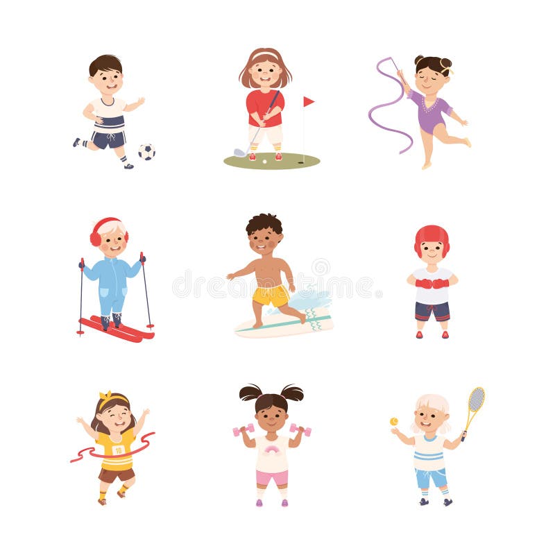 Cartoon Kids Playing Various Sports Stock Illustrations – 122 Cartoon ...
