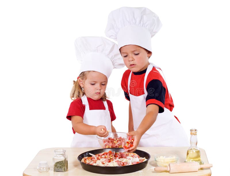 Kids preparing pizza
