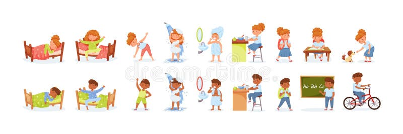 Kids Routine Exercising Stock Illustrations – 17 Kids Routine ...