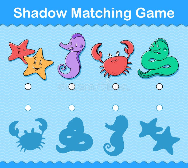 Kids shadow matching puzzle game with sea life