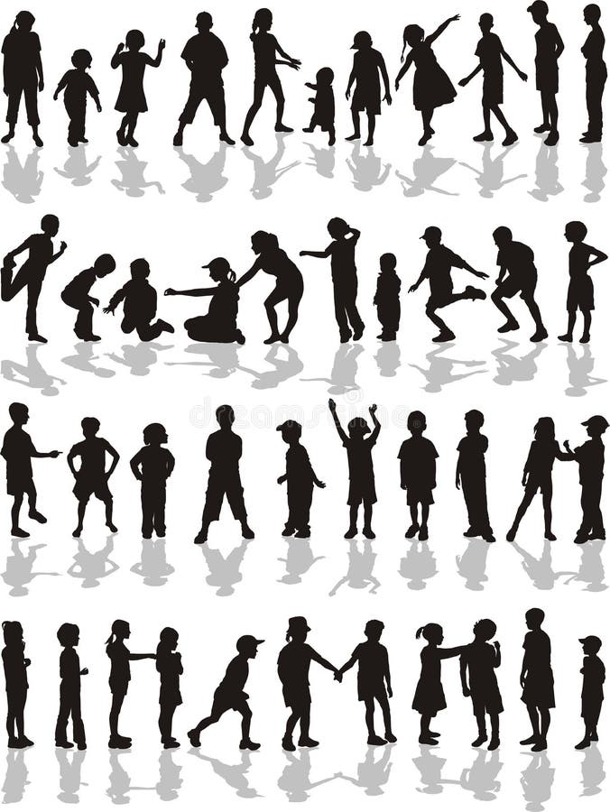 Download Kids Silhouettes, Vector Illustration Royalty Free Stock Images - Image: 14412469