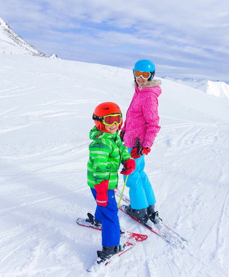 Kids at ski resort stock photos Kids at ski resort stock photos