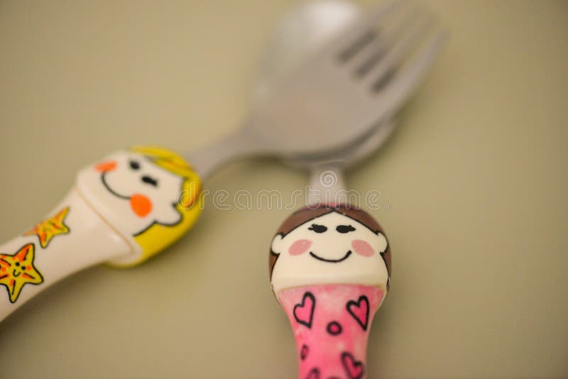 Kids spoon and fork stock image. Image of baby, spoon 188136215