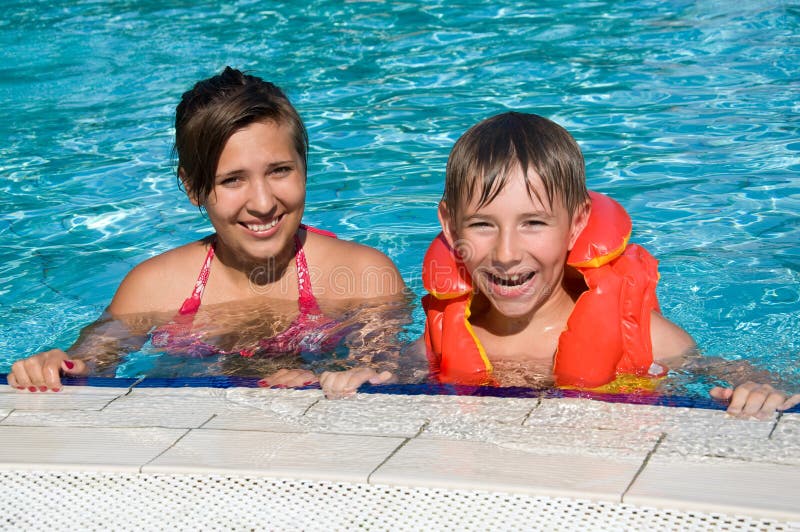 Kids in a swimming pool