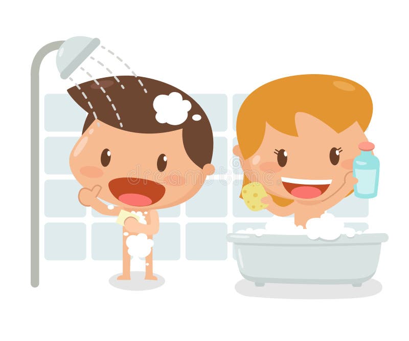 taking a bath clipart for kids