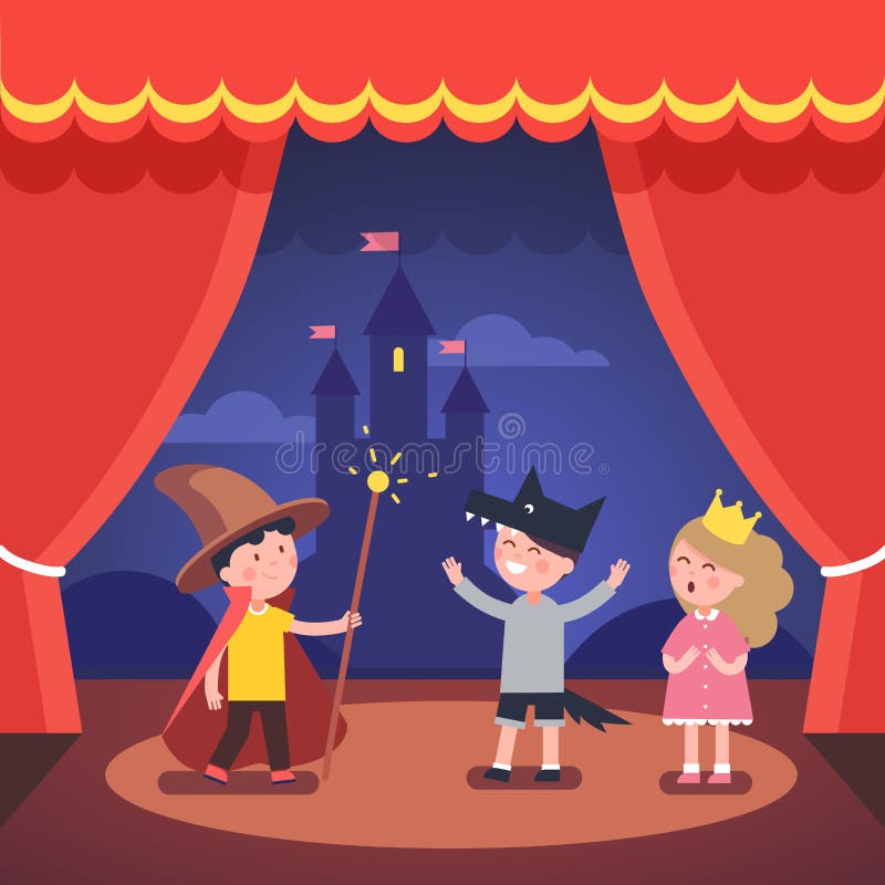 Kids Theater Performance Show on Scene Stock Vector - Illustration of cartoon, male: 82200074 Kids Theater Performance Show on Scene Stock Vector - Illustration of cartoon, male: 82200074