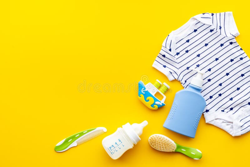 Flat Lay of Baby Organic Cosmetic for Bath, Overhead View Stock Image ...