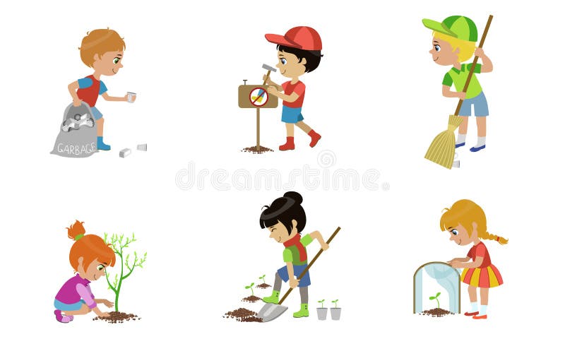 Children Sweeping Stock Illustrations 206 Children Sweeping