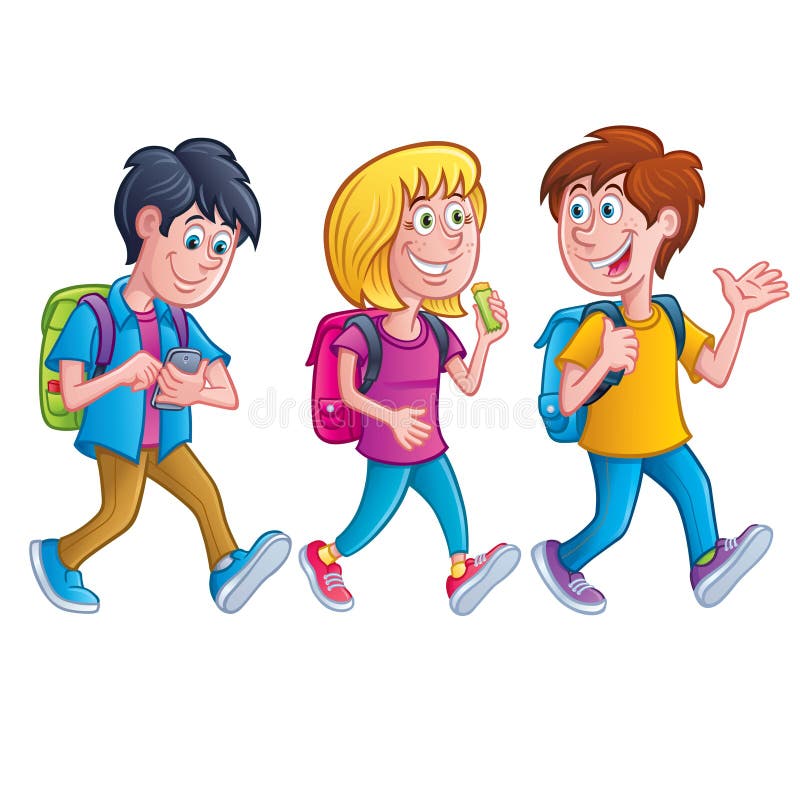 Back to School Clipart-three kids walking to school clip art