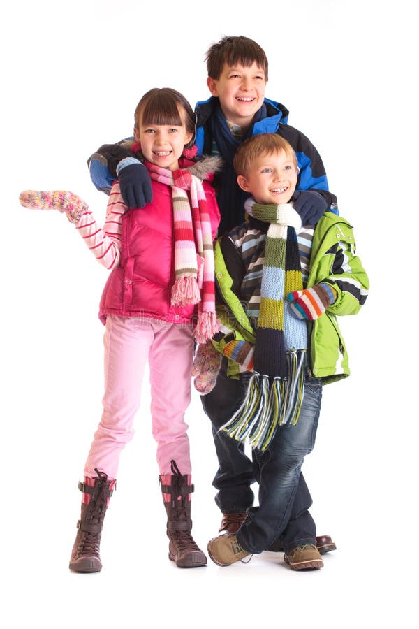 Kids in winter clothes stock photo. Image of brother, child - 8377160