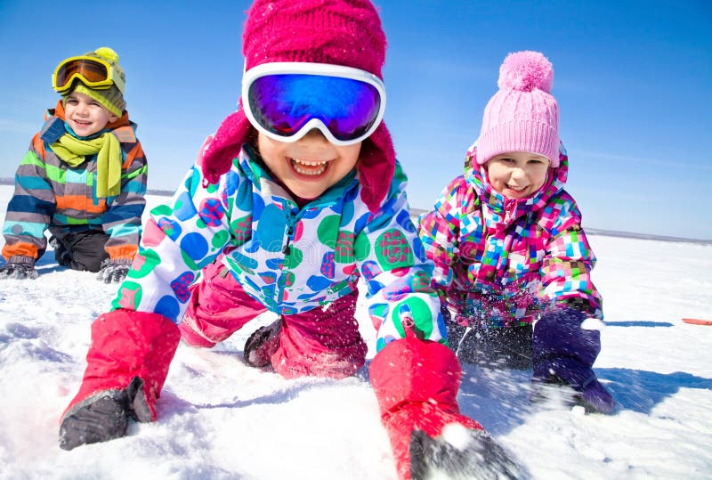 Kids in wintertime stock photo. Image of cheerful, person - 35470638