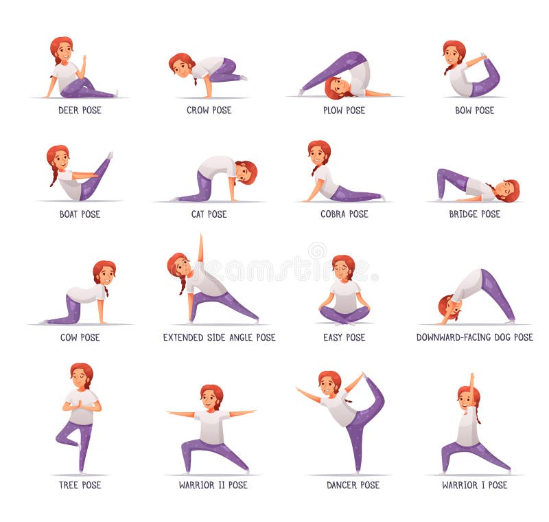Kids Yoga Girl Icons Set royalty free illustration Kids Yoga Girl Icons Set royalty free illustration