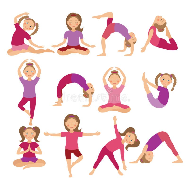 Kids Yoga Poses Vector Illustration. Child Doing Exercises. Posture for  Kid. Healthy Children Lifestyle. Babies Gymnastics Stock Illustration -  Illustration of children, pose: 74728097