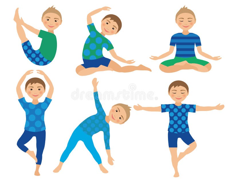 Kids Yoga Poses Vector Illustration. Child Doing Exercises. Posture for Kid.  Healthy Children Lifestyle. Babies Gymnastics Stock Illustration -  Illustration of children, pose: 74728097