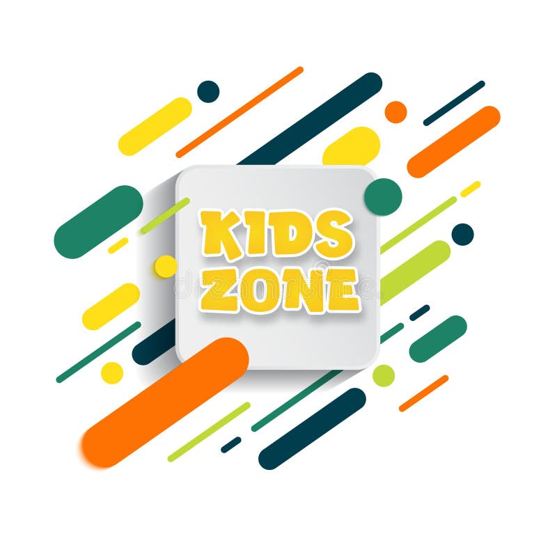 Kids zone entertainment banner. Colorful letters for children`s playroom decoration. Sign for children`s game room. Kids zone an stock illustration