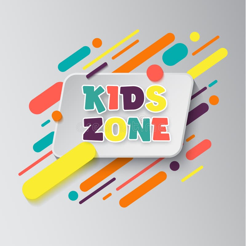 Kids zone entertainment banner. Colorful letters for children`s playroom decoration. Sign for children`s game room. Kids royalty free illustration
