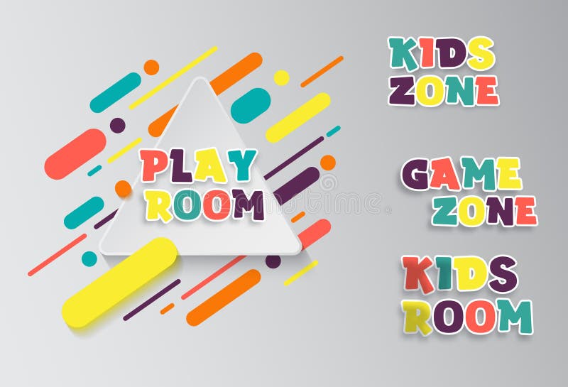 Kids zone entertainment banner. Colorful letters for children`s playroom decoration. Sign for children`s game room. Kids royalty free illustration