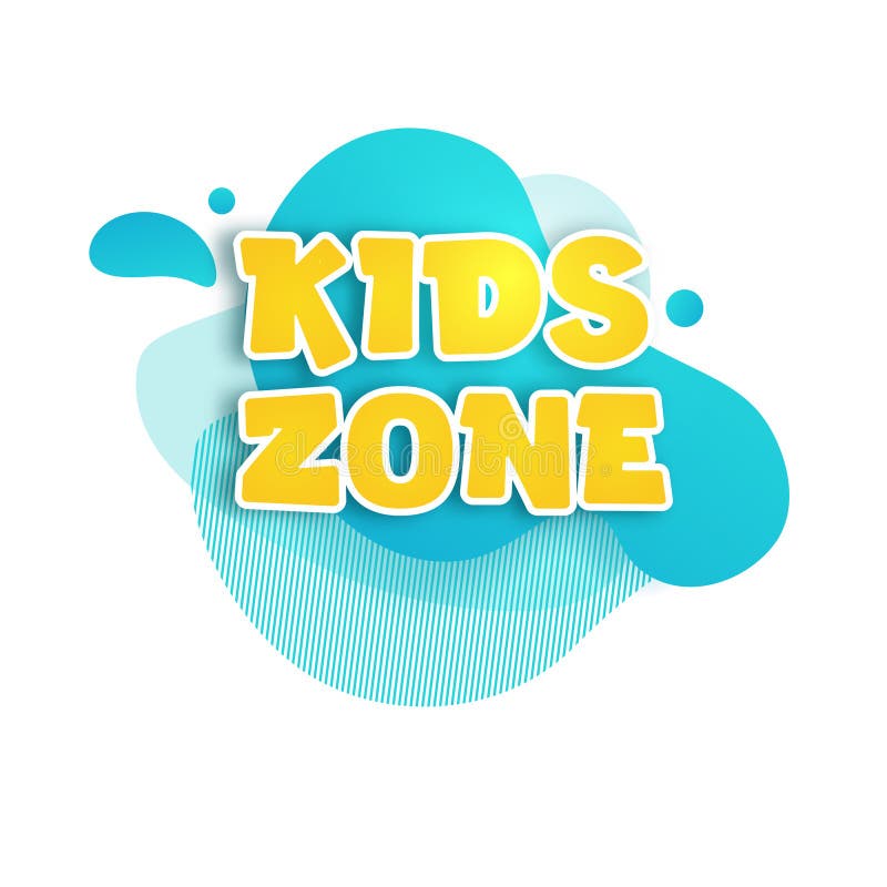 Kids zone vector cartoon banner. Colorful letters for children`s playroom decoration. Sign for children`s game room stock illustration
