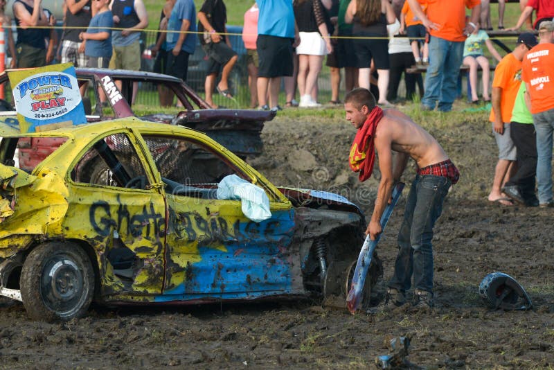 Kierowca demolition Derby zdjęcia royalty free