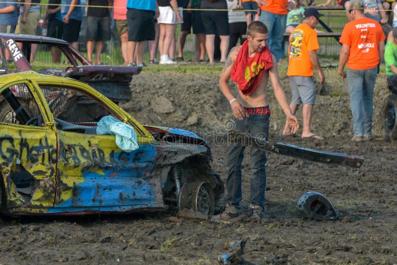 Kierowca demolition Derby zdjęcie stock