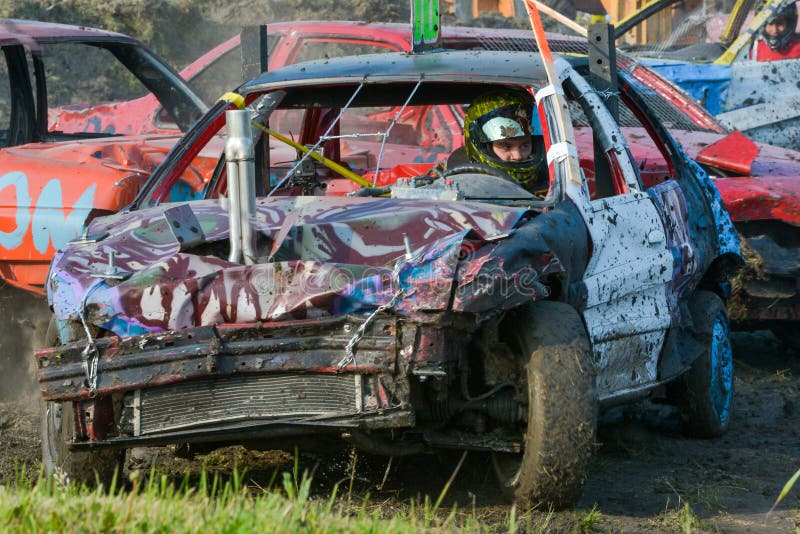 Kierowca demolition Derby zdjęcie stock