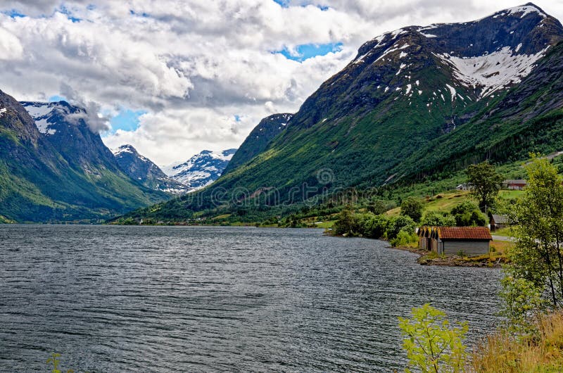 Beautiful norwegian landscape in the summer day - Geiranger - Norway. Travel destination Norway. 02.07.2012. Beautiful norwegian landscape in the summer day - Geiranger - Norway. Travel destination Norway. 02.07.2012