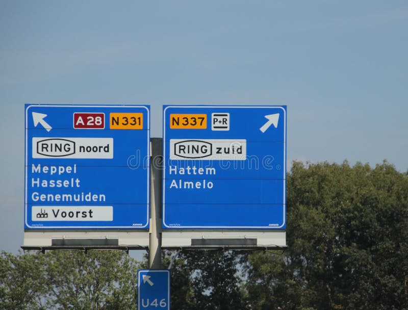 Kierunkowskazy na ringway. Kierunkowskazów na dzwonku zwolnionym od a28 do meppel lub almelo na n337