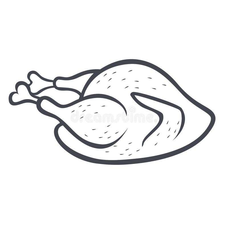 Kies het Geïsoleerde Geroosterde beeldverhaal van Turkije uit Geschetste illustratie met dunne lijn zwarte slag stock illustratie Kies het Geïsoleerde Geroosterde beeldverhaal van Turkije uit Geschetste illustratie met dunne lijn zwarte slag stock illustratie