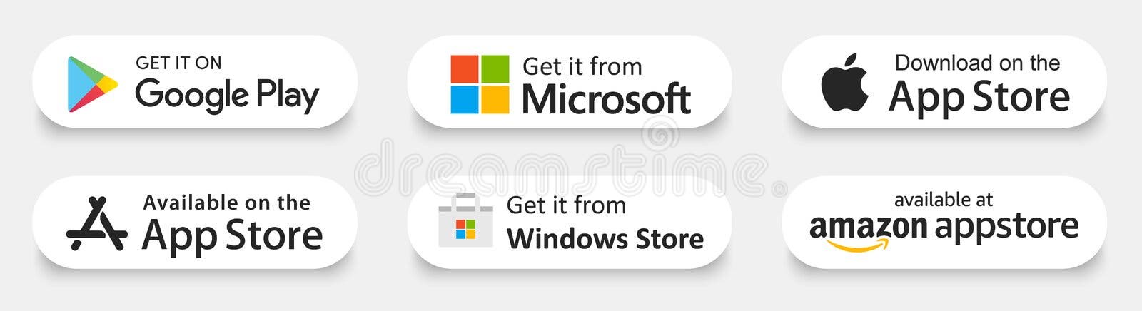 App store google play microsoft  button set Vector Image