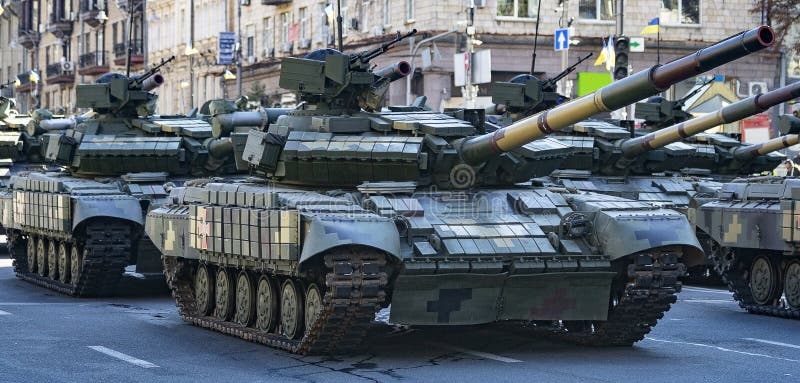 T 64 on military parade training. Day of Ukraine. Kiev, Agu 22, 2018