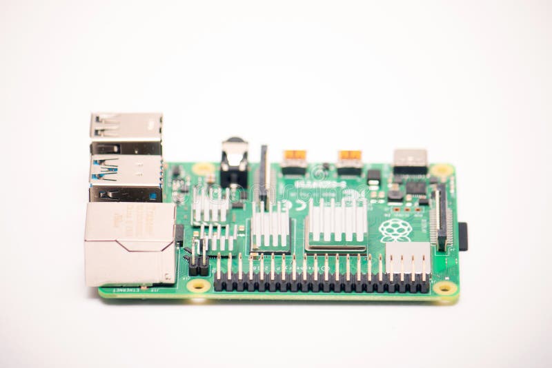 Kiev, Ukraine - AuguGeneral purpose input-output (GPIO) connector on single-board microcomputer Raspberry Pi 4 royalty free stock image