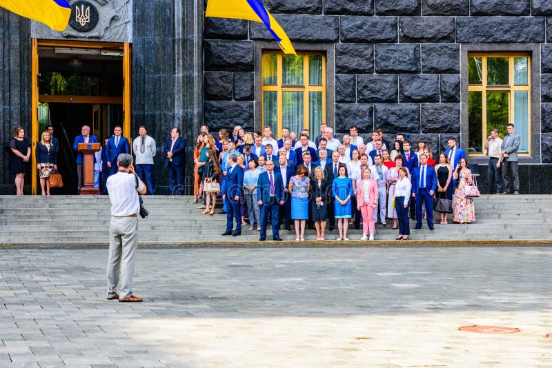 Ukrainian Officials And Ministers Near The Cabinet Of Ministers