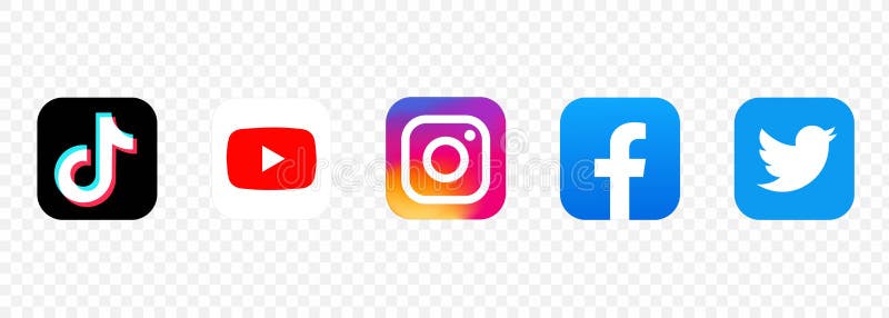 YouTube, Tik Tok, Facebook Background. YouTube, YouTube, Tik Tok, Facebook  Icons. Social Media Icons. Realistic Logo. Vector. Editorial Stock Photo -  Illustration of logo, social: 222305323