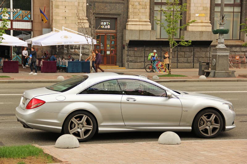 Kiev, Ukraine - May 3, 2019: Beautiful Mercedes CL in the city stock image Kiev, Ukraine - May 3, 2019: Beautiful Mercedes CL in the city stock image