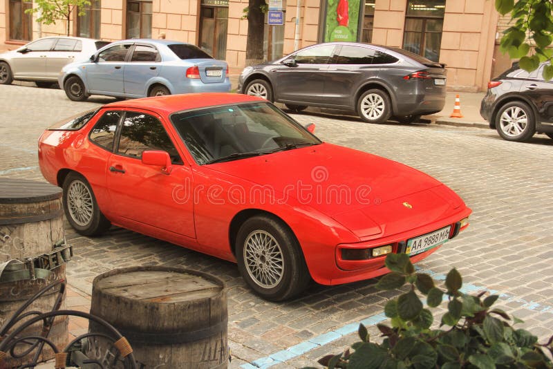 Kiev, Ukraine - May 3, 2019: Old Porsche car in the city stock photos Kiev, Ukraine - May 3, 2019: Old Porsche car in the city stock photos