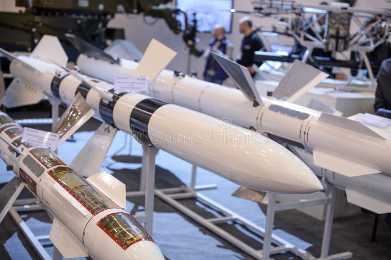 Kiev, Ukraine - October 12, 2017: guided anti-tank and anti-aircraft missiles at the exhibition `Arms and Security - 2017`