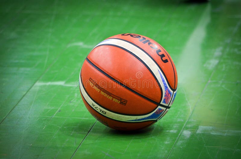 KIEV, UKRAINE - September 14, 2018: Official FIBA Special Edition Basketball Molten USA GL7X close up during the FIBA Basketball stock image KIEV, UKRAINE - September 14, 2018: Official FIBA Special Edition Basketball Molten USA GL7X close up during the FIBA Basketball stock image