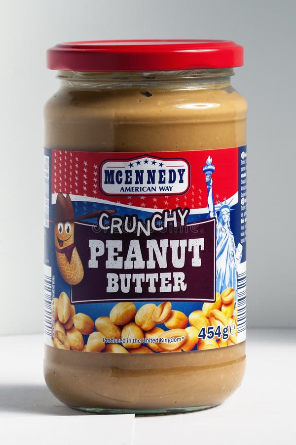 Image UKRAINE Crushed a 13, of Peanuts Glass September 2019: 158423927 the american, - Photography Brand Editorial editorial: Butter Pieces Jar with in of - of MCENNEDY Peanut KIEV,