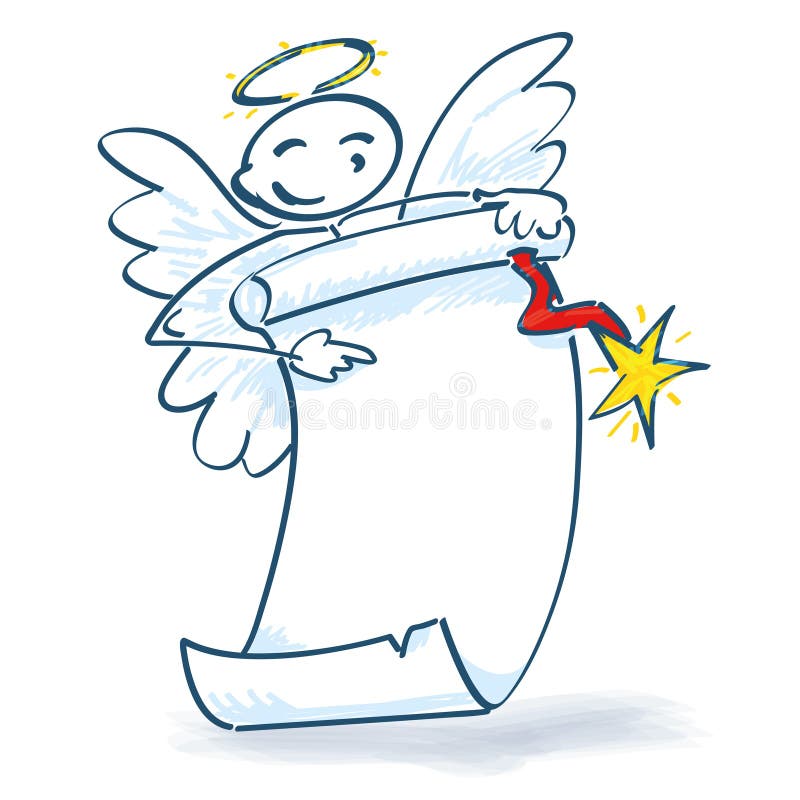 Kij postaci anioł z papierową rolką ilustracji Kij postaci anioł z papierową rolką ilustracji