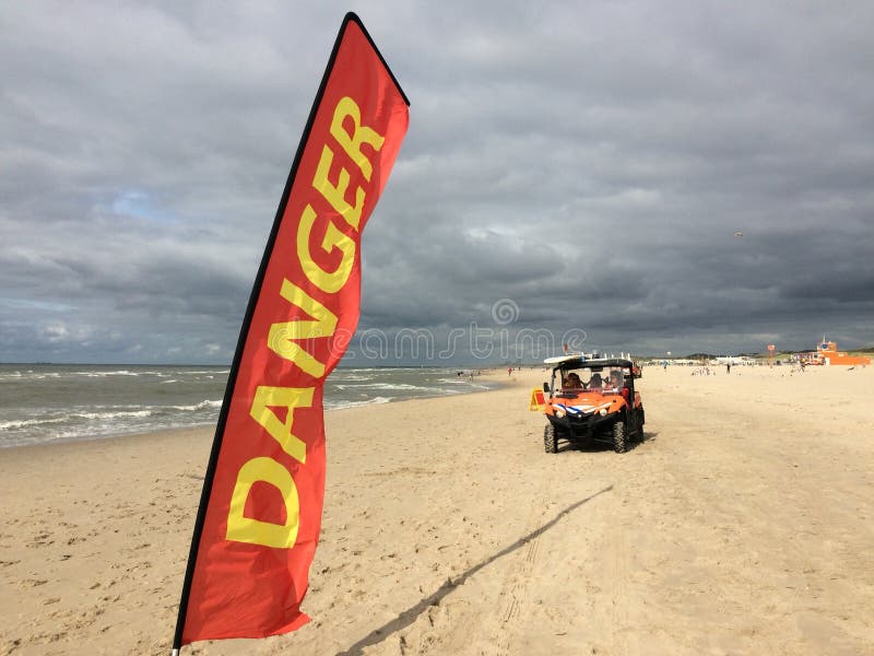 Danger warning sign on beach stock photography Danger warning sign on beach stock photography