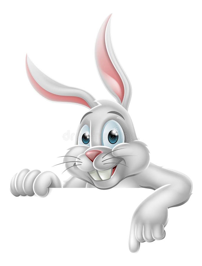 Kika påsken Bunny Rabbit Pointing Cartoon Sign