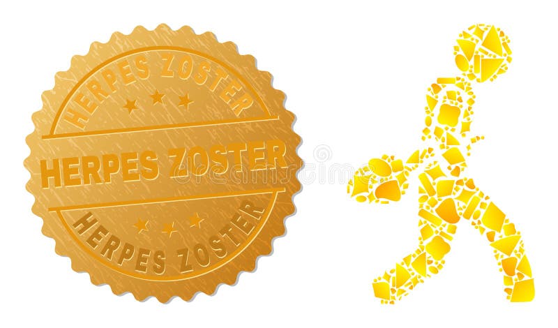 Kille stjäl spermieikonkollage för guldartiklar och strukturerade herpes zoster-emblem vektor illustrationer